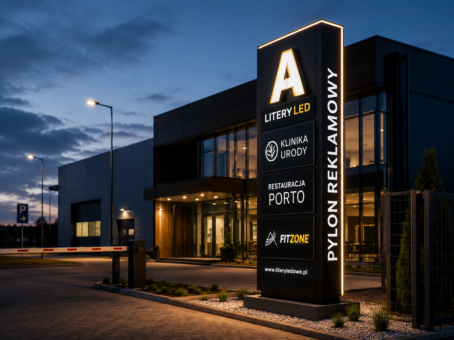 Pylon reklamowy LED przy wjeździe do firmy w Siedlcach